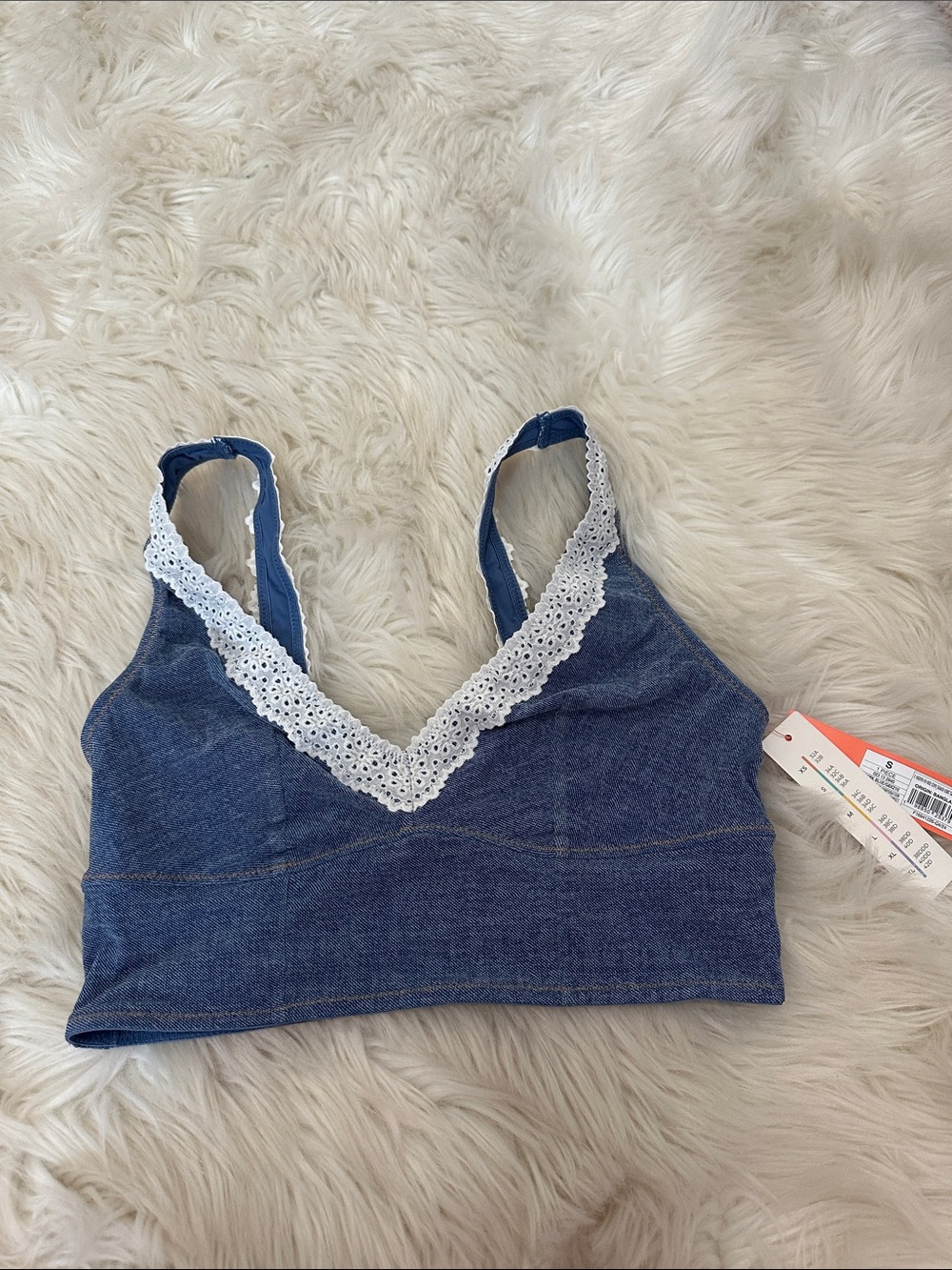 Colsie Denim-Blue Lace Trim Bralette